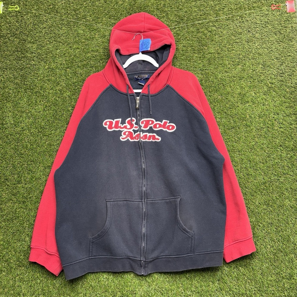 Vintage US Polo ASSN Y2K Hoodie Mens 2XL Hip Hop Style Baggy Spellout Skater